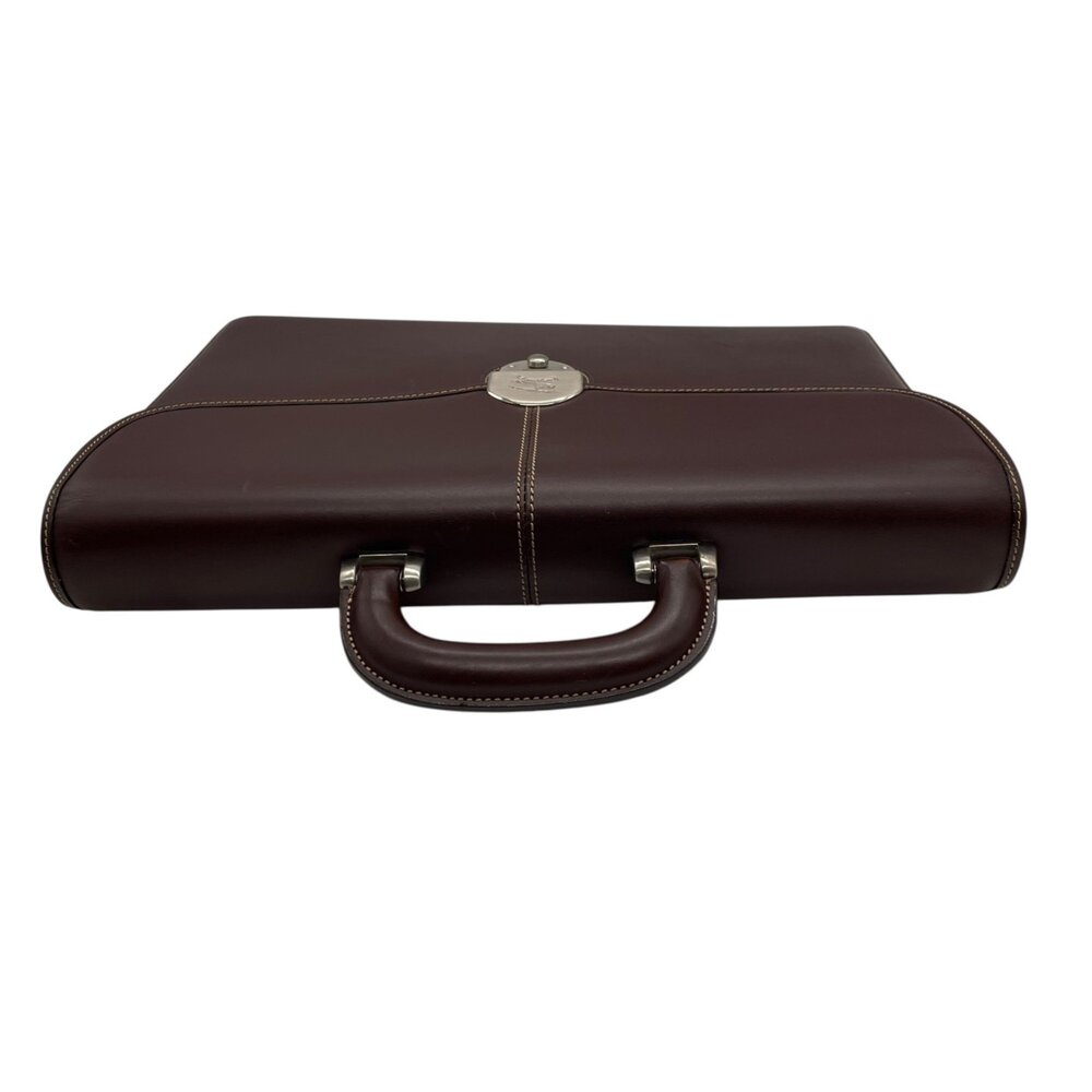 BURBERRY Men's Business Briefcase, Brown Leather, Silver Hardware, Horse Logo - Picture 7 of 16